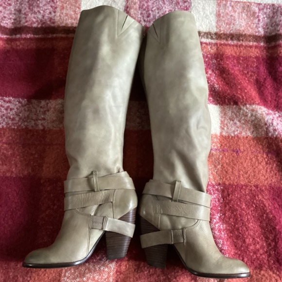 Fergie Tall Gray Leather Boots - Picture 2 of 8